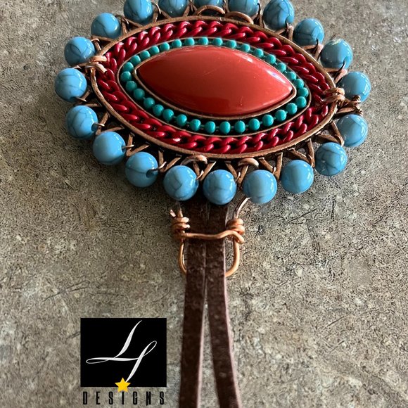 lf Designs: SOUTHWESTERN COPPERTONE 28" Boho Necklace - Picture 4 of 7